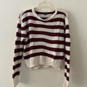F21 Striped Maroon Sweater